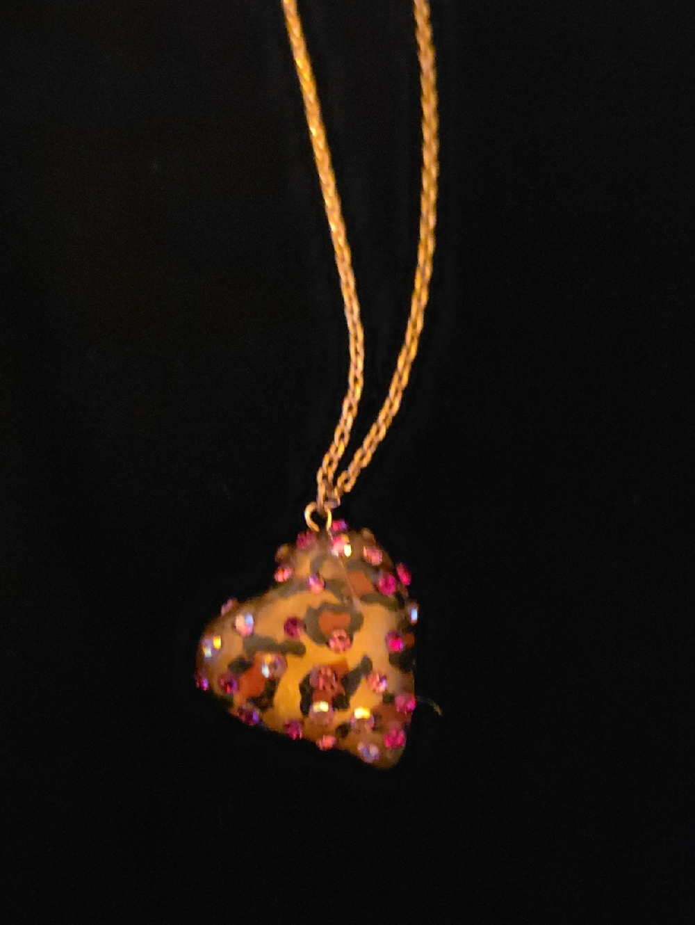 Betsey Johnson Gold-Tone Heart Necklace with Pink Accents